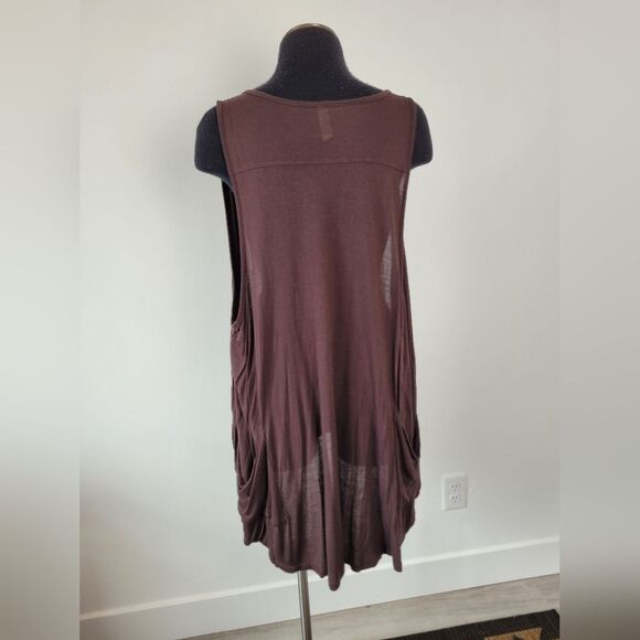 Active Basic Chocolate Brown Sleeveless Shawl Topper Y2K Hippie Gypsy Artsy Boho - Picture 4 of 9